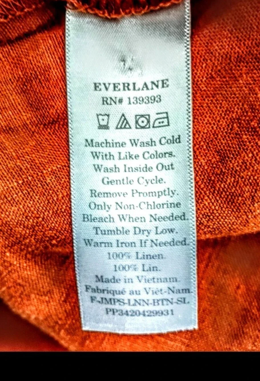 Everlane Linen 100% Jumpsuit In Rust sz 2
